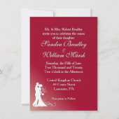 Bride en Groom Burgundy Wedding Invitation Kaart (Voorkant)