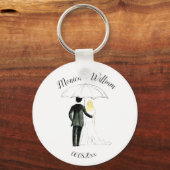 Bride en Groom Couple Elegant Date Wedding Sleutelhanger (Voorkant)