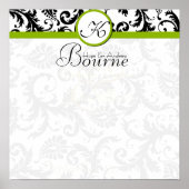 Bride en Groom Damask Swirl Green Wedding Poster (Voorkant)