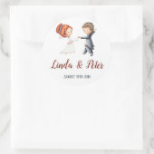Bride en Groom Dancing Wedding Personalized Ronde Sticker (Tas)