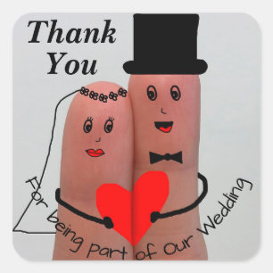 Bride en Groom Dank u Vierkante Sticker