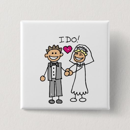 Bride- en Groom Exchange-berichten Vierkante Button 5,1 Cm (Voorkant)