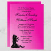 Bride en Groom Fuchsia Kaart (Voorkant / Achterkant)