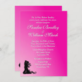 Bride en Groom Fuchsia Kaart (Voorkant / Achterkant)