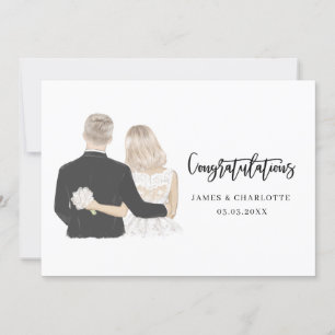 Bride en Groom Illustration Wedding Card