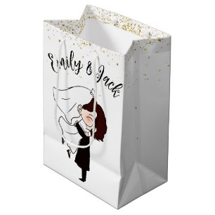 Bride en Groom in Gold Confetti Medium Cadeauzakje