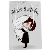 Bride en Groom in Silver Confetti Medium Cadeauzakje (Voorkant)