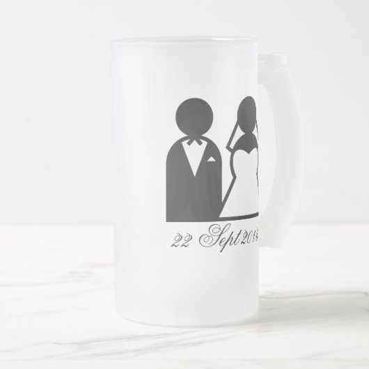 Bride en Groom Matglas Bierpul (Voorkant rechts)