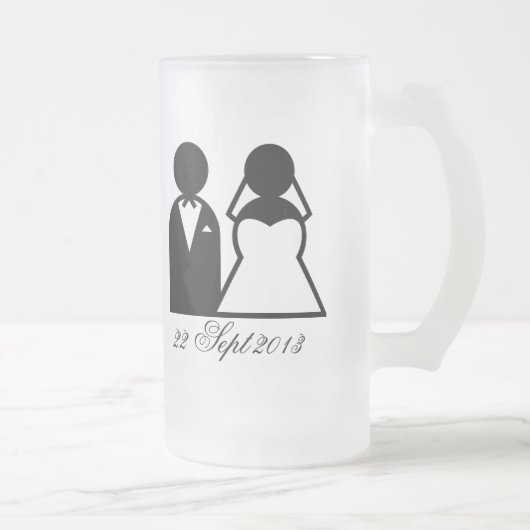 Bride en Groom Matglas Bierpul (Rechts)