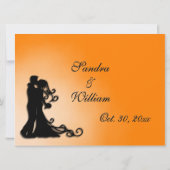 Bride en Groom Oranje Uitnodiging (Achterkant)