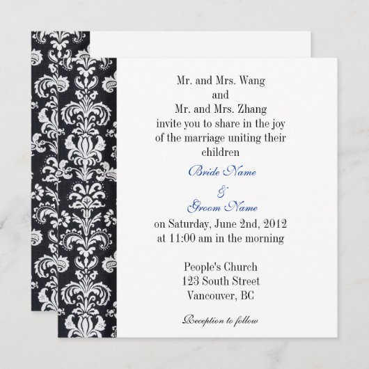 Bride en Groom ouders, huwelijksuitnodiging Kaart (Voorkant / Achterkant)