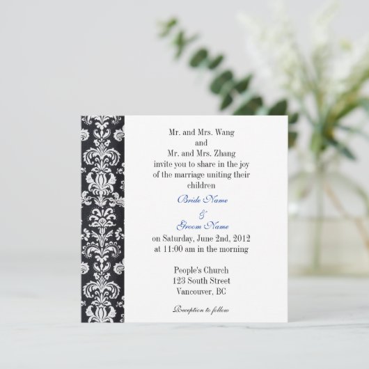 Bride en Groom ouders, huwelijksuitnodiging Kaart (Staand voorkant)