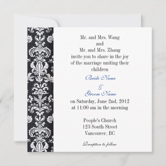 Bride en Groom ouders, huwelijksuitnodiging Kaart (Voorkant)