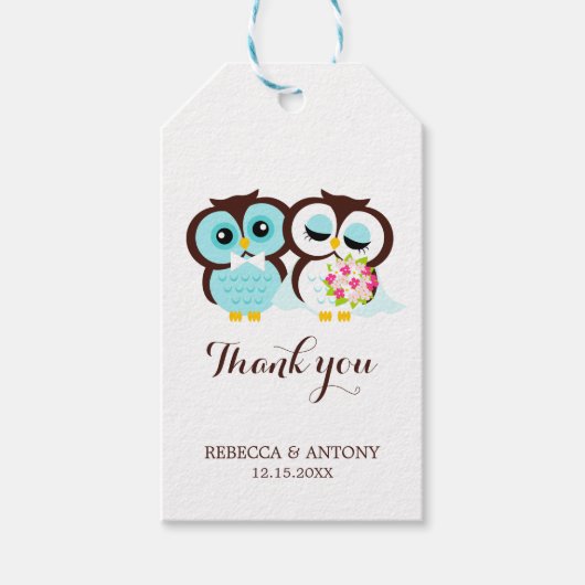 Bride en Groom Owls Cadeaulabel (Voorkant)