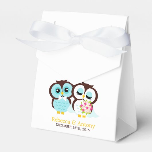 Bride en Groom Owls Wedding Bedankdoosjes (Voorkant Zijde)