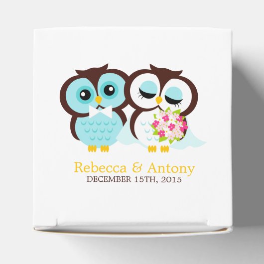 Bride en Groom Owls Wedding Bedankdoosjes (Bovenkant)