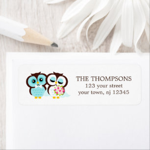Bride en Groom Owls Wedding Etiket