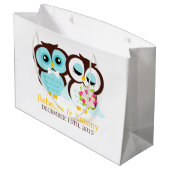 Bride en Groom Owls Wedding Large Cadeautasje (Achterkant Gekanteld)