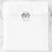 Bride en Groom Owls Wedding Ronde Sticker (Tas)