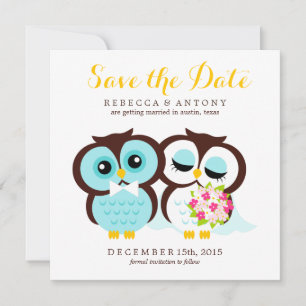 Bride en Groom Owls Wedding Save the Date