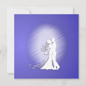 Bride en Groom Paars Lotus Wedding Kaart (Achterkant)