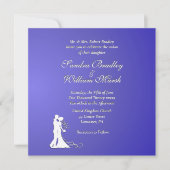 Bride en Groom Paars Lotus Wedding Kaart (Voorkant)