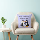 Bride en Groom Penguin Wedding Art Kussen (Stoel)
