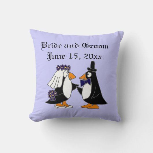 Bride en Groom Penguin Wedding Art Kussen (Voorkant)
