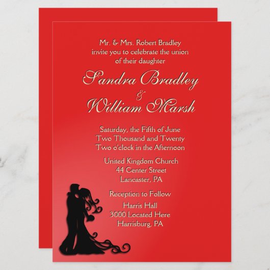 Bride en Groom Red Kaart (Voorkant / Achterkant)