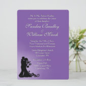 Bride en Groom Royal Paars Wedding Kaart (Staand voorkant)