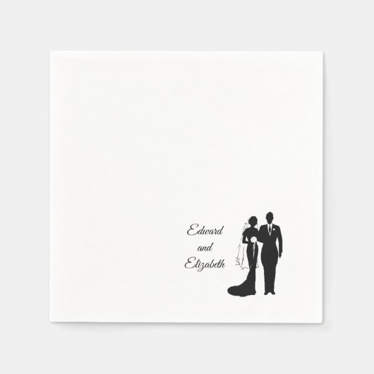  Bride en Groom Silhouette Servet (Voorkant)