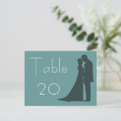 Bride en groom silhouette Table Number Briefkaart (Staand voorkant)
