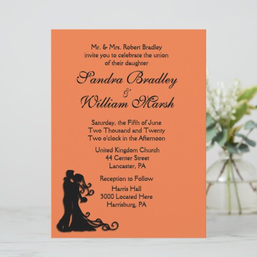 Bride en Groom Sinaasappel Kaart (Staand voorkant)