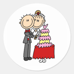 Bride en Groom Snijden de T-shirts en geschenken v Ronde Sticker