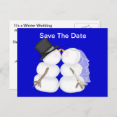 BRIDE EN GROOM Snowman BEWAREN DE DATUM Aankondigingskaart (Voorkant / Achterkant)