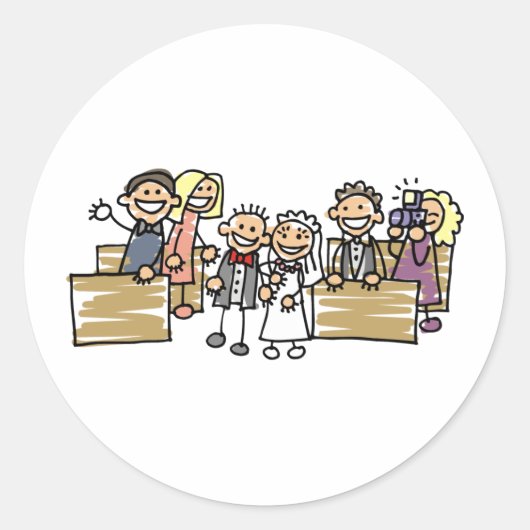 Bride en Groom trouwen Ronde Sticker (Voorkant)