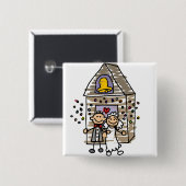 Bride- en Groom-verlofkerk Vierkante Button 5,1 Cm (Voorkant /achterkant)