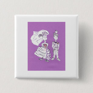 Bride en Groom Vierkante Button 5,1 Cm
