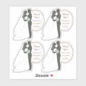 Bride en Groom Wedding Bedankt Contour Sticker (Vel)