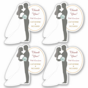 Bride en Groom Wedding Bedankt Contour Sticker