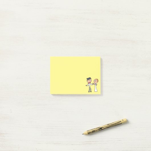 Bride en Groom Wedding Day Post-it® Notes (Op bureau)