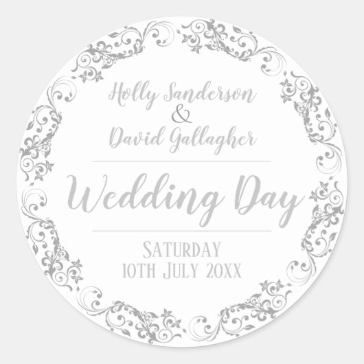 Bride en Groom Wedding Day Ronde Sticker (Voorkant)