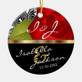 Bride en Groom Wedding Red Rose Keepomwille Keramisch Ornament (Voorkant)