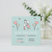 Bride en Groom Wedding sparen de Datum Save The Date (Staand voorkant)