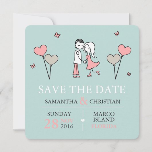 Bride en Groom Wedding sparen de Datum Save The Date (Voorkant)