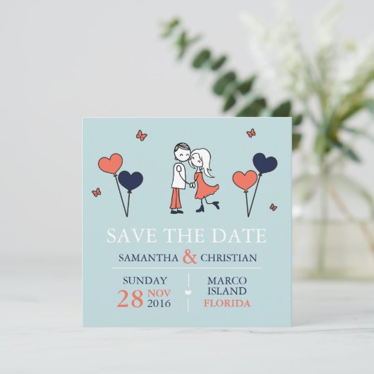 Bride en Groom Wedding sparen de Datum Save The Date (Staand voorkant)