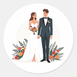 Bride en Groom Wedding Sticker