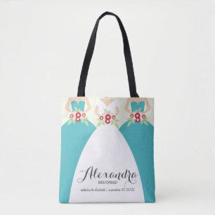 Bride en haar Bridesmaids Wedding Party Tas (aqua)