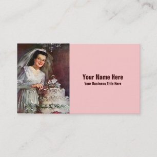Bride en haar bruiloft Cake - 50's Visitekaartje