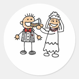 Bride Feeds Groom Ronde Sticker